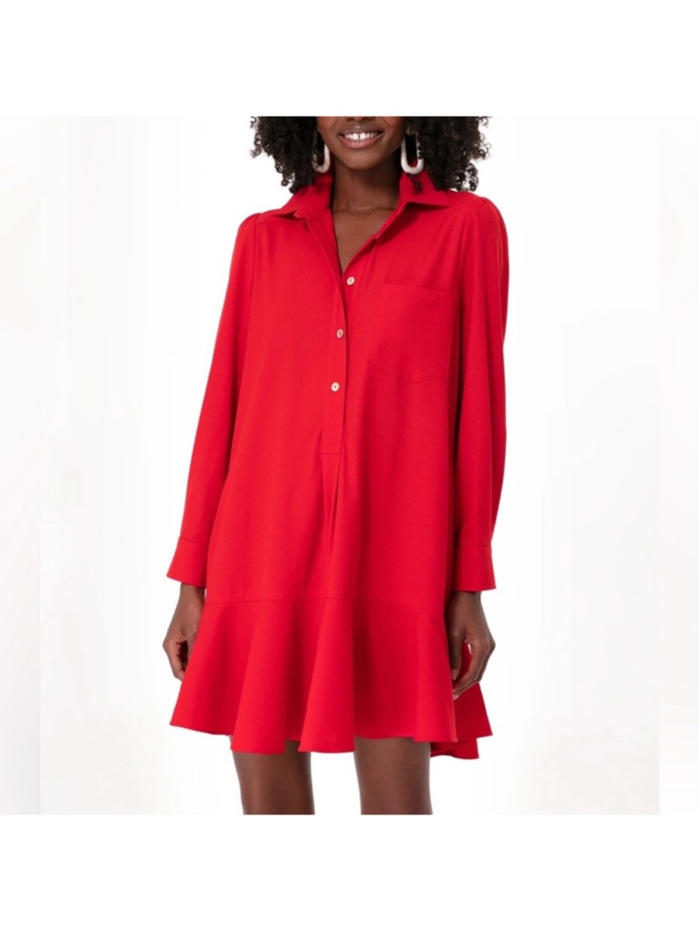 NWOT Tuckernuck Red Crepe Callahan Shirt Dress size XL